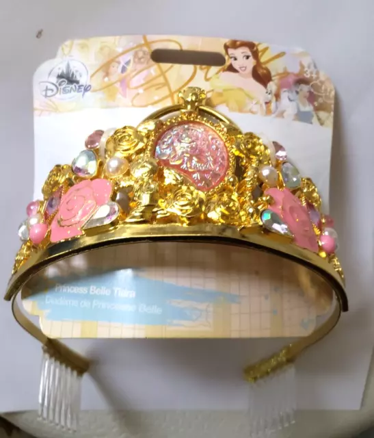 Disney Princess Belle Tiara Crown, Goldtone Metal with fine details, NEW