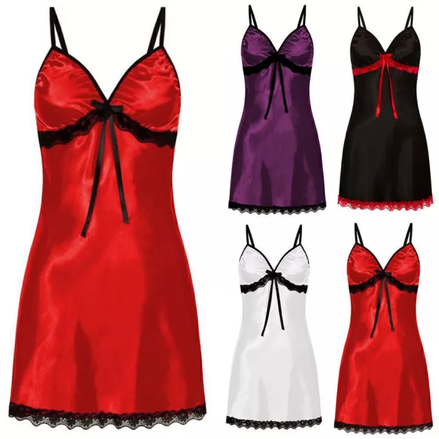 Women's Lace Silk Lingerie Babydoll Bodycon Nightdress Sexy Nightie Nightwear