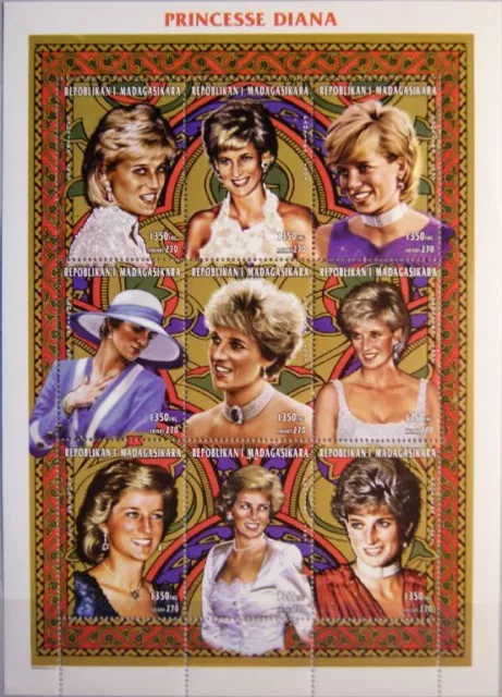 MADAGASCAR MALAGASY 1998 Klb 1901-18 Block 277-79 Princess Diana Royals MNH