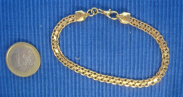 Bracelet Maille Gourmette Pampilles Rétro - Occasion, Couleur Or, Style Vintage