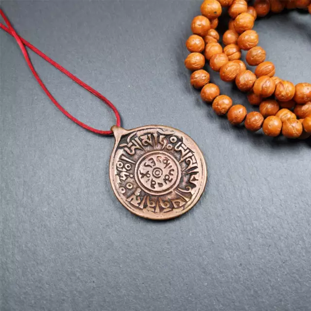 Gandhanra Vintage Tibetan Buddhist Amulet,Om Badge, Mantra of Om Mani Padme Hum