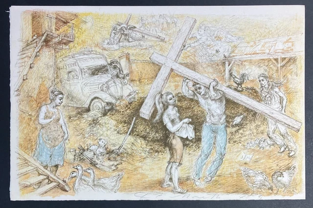 LITHOGRAPHIE LA FETE Dans La Cour Karen Tual N° 9/200 EUR 90,00