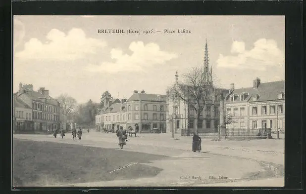 CPA Breteuil, 1915, Place Lafitte