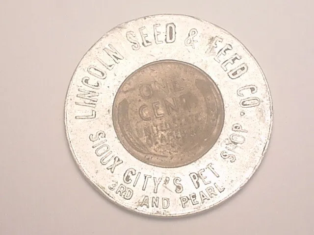 Sioux City, (IA) 1946 Encased Cent Penny - Lincoln Seed & Feed Co.