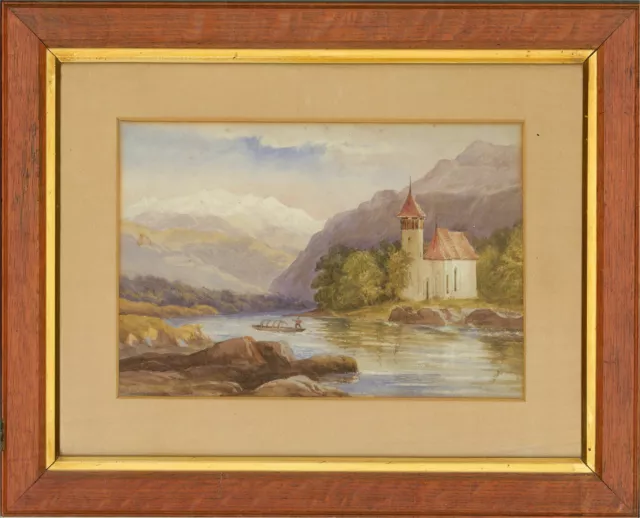 Mid 19th Century Watercolour - Alpine Church