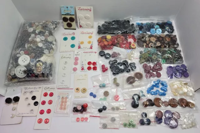 Vtg Buttons Sewing Mixed Estate Lot 3+ lbs Retro Bakelite Plastic MCM Wood 60's