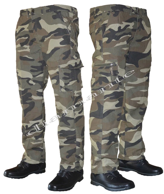 Pantalon Cargo Homme Militaire Camouflage TooCool - Taille Moyenne, Coton, Coupe Droite, Nombreuses Poches, Neuf Avec étiquettes
