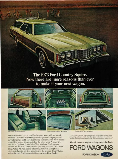 1972 Ford Wagons Ad ~ 1973 Ford Country Squire Wagon ~ 1970s Car Advertisin