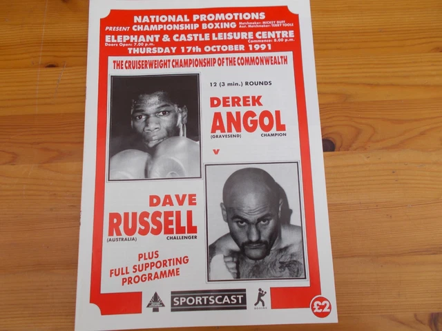 BOXING AT THE Elephant & Castle Leisure Centre programme 17-10-1991 ...