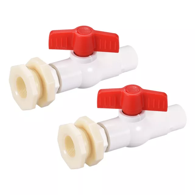 2pcs Robinet à Bille Connecteur G1/2 Raccord Adaptateur Blanc pour Eau Réservoir