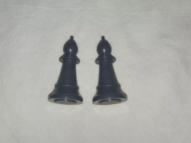 2 Black Bishops Replacement Parts/Pieces for Radio Shack Chess Champion 2150L