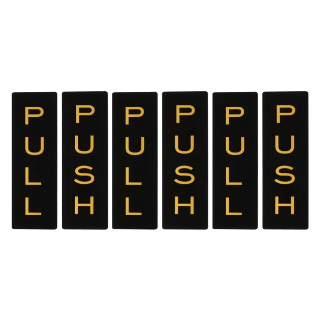 Insegna porta push push pull 6x2", 3 paia acrilico autoadesivo tonalità nero/oro