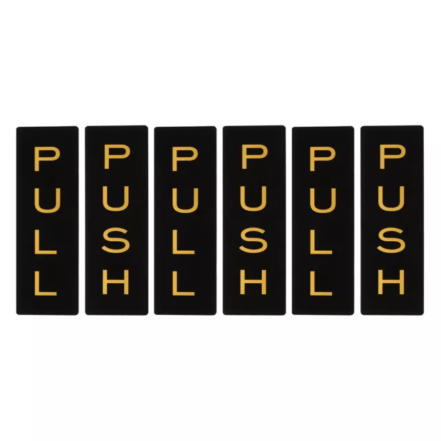 Insegna porta push push pull 6x2", 3 paia acrilico autoadesivo tonalità nero/oro