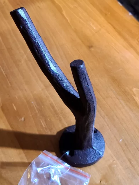 Tree Branch Double Wall Hook Cast Iron Towel Coat Hat Hanger Rustic Heavy Duty