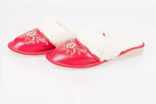 Lady Women Sheepskin Eco Leather Slippers Wool Shoes Size 3 4 5 6 7 8 Flip-Flop