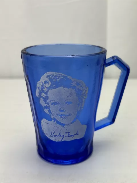 Vintage Shirley Temple Mug Blue Depression Glass Hazel Atlas Old Nice #1