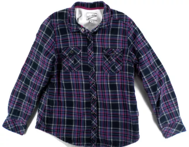 BC CLOTHING WOMENS Flannel Jacket SZ M Snap Up Fleece Lining Purple ...