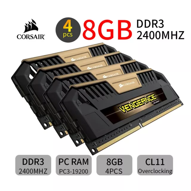 Corsair Vengeance Pro 32GB 16GB 8GB 4GB DDR3 OC 2400MHz PC3-19200U Memory LOT AG