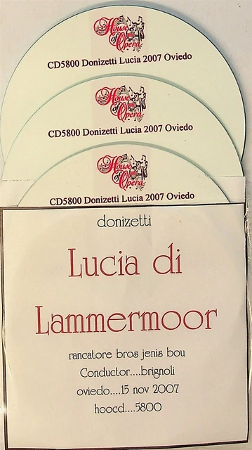 DONIZETTI Lucia di Lammermoor Live 15.10.2007 Brignoli 3-CD DESIREE RANCATORE
