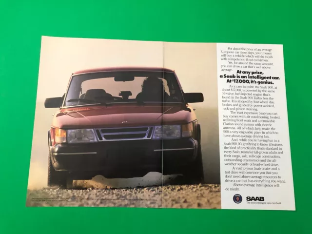 1988 1989 Saab 900 Turbo Vintage Original Print Ad Advertisement Printed 2 Page