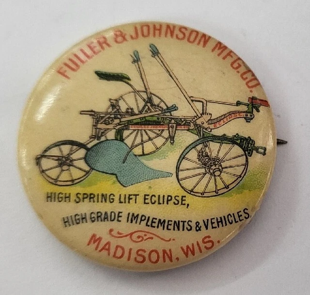 Vtg 1896 Fuller & Johnson Mfg High Grade Implements & Vehicules Lift Eclipse Pin