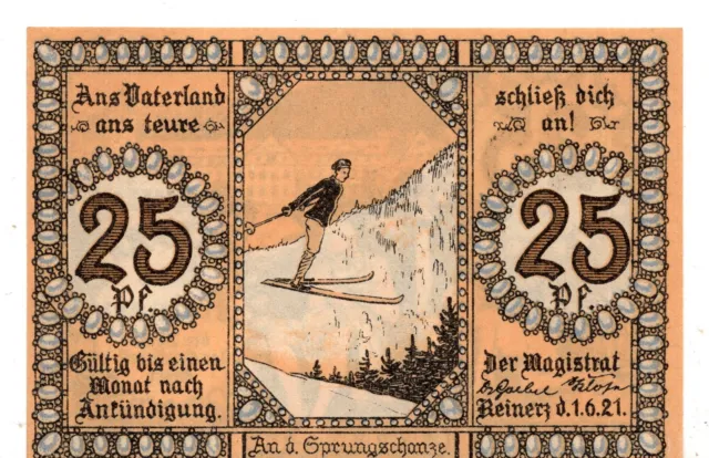1921 Germany Bad Reinerz Notgeld 25 Pfennig Note (J354)