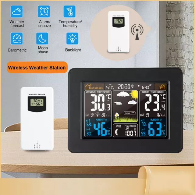 Wireless Weather Station Digital LCD Indoor & Outdoor Clock Calendar Thermometer