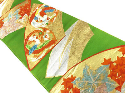 6337419: Japanese Kimono / Antique Fukuro Obi / Woven Phoenix