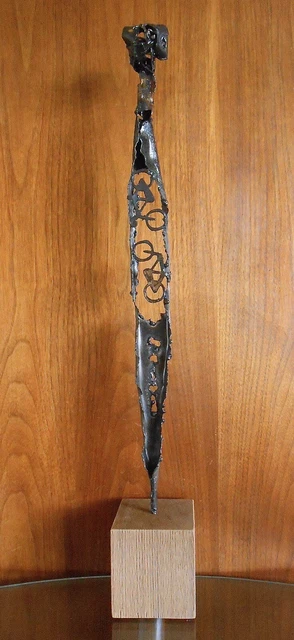 Brutalist Abstract Max Kreg 23” Metal Art Sculpture Mid Century Modern Style Art