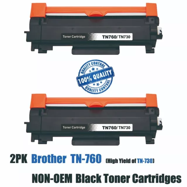 2 Pack TN760 (With New Chip) Compatible Toner for Brother DCP-L2550DW HL-L2350DW