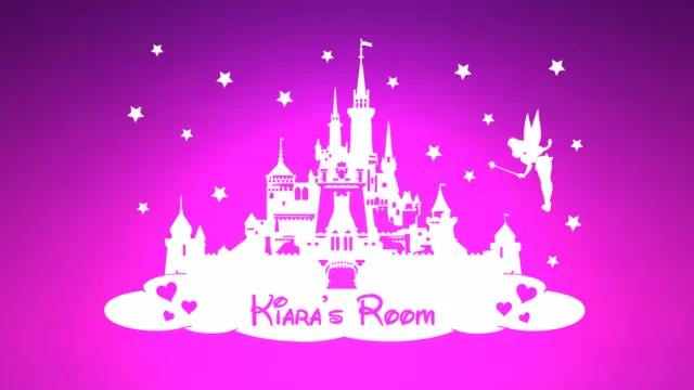 Personalisierter Prinzessinnenschloss Disney Wandaufkleber Kinder Schlafzimmer Fantasie 3