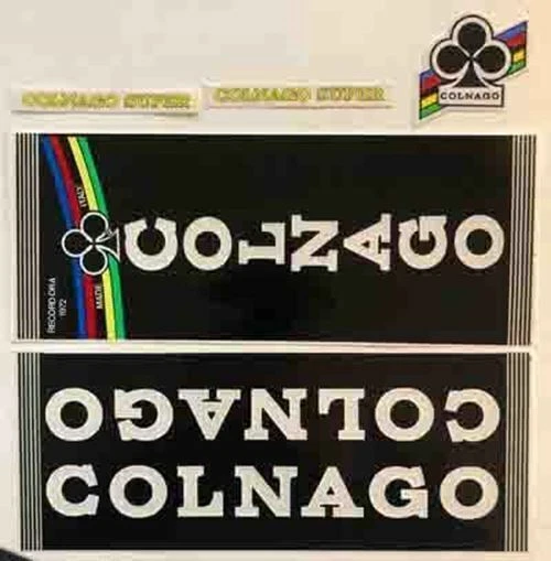 Autocollants Décalcomanies Cadre Colnago MASTER PIU Années 80 - Blanc - Neuf Sous Blister