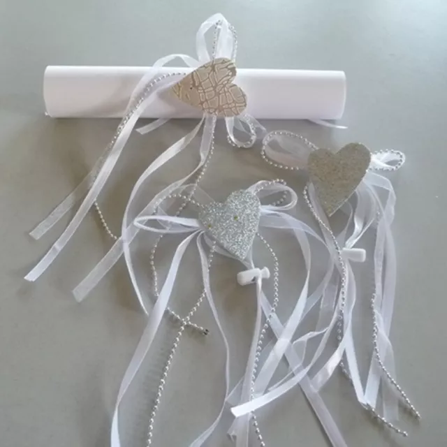 Lazo de Antena O Aros para Servilletas 12er Set Boda Bautizo Herz Blanco Plata