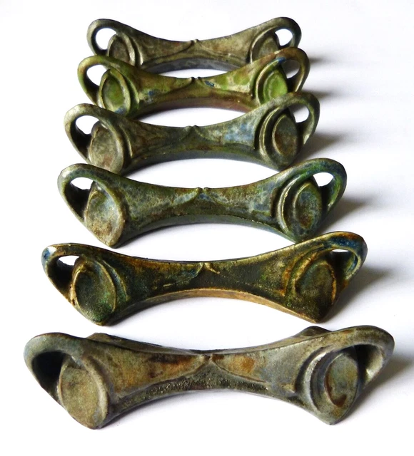 6 porte-couteaux Art Nouveau vers 1900 en faïence vernissée style Hector Guimard