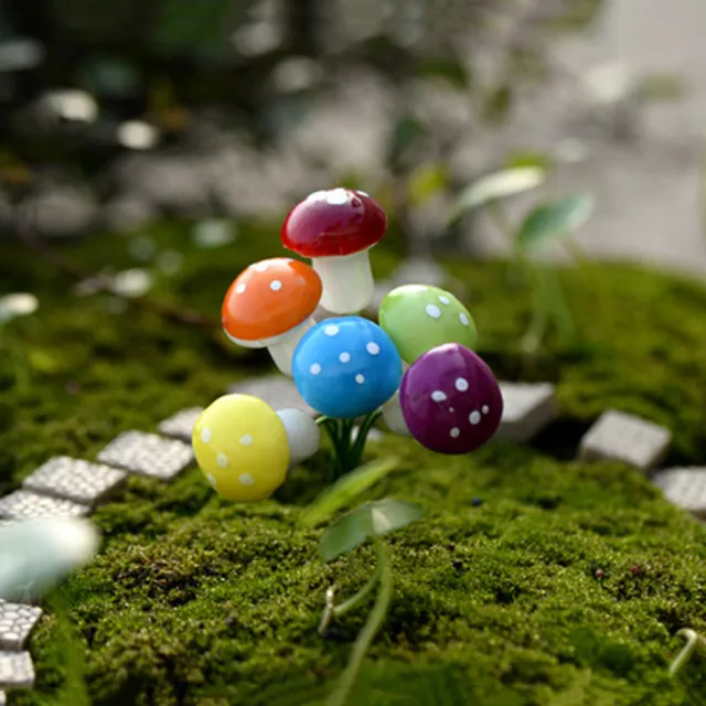 10Mini Colorful Mushroom Garden Ornament Miniature Plant Pot Fairy Dollhouse  LI 3