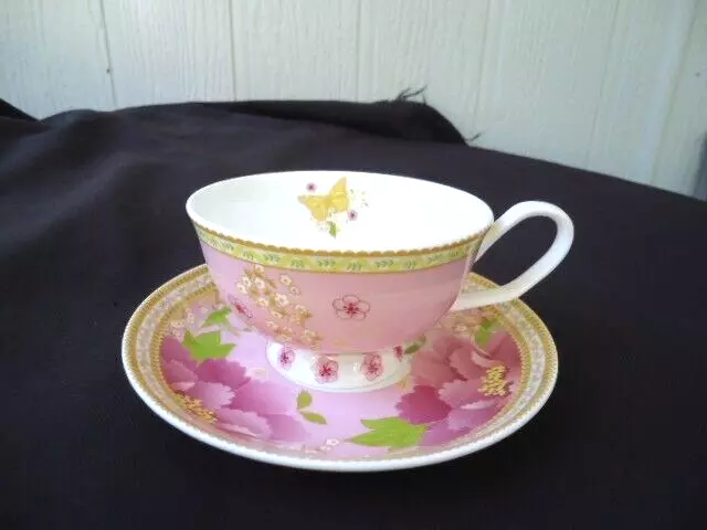 maxwell & williams cashmere gabrielle enchante tea  cup & saucer bone china pink