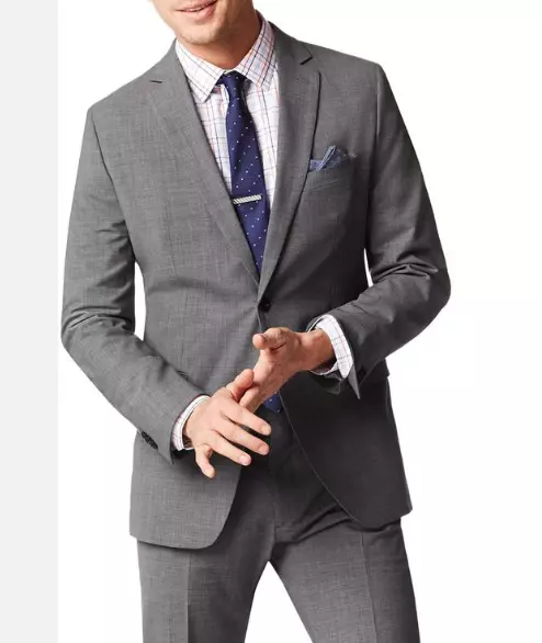 2023 BANANA REPUBLIC Gray Full Suit 38R Wool Tailored Slim Fit