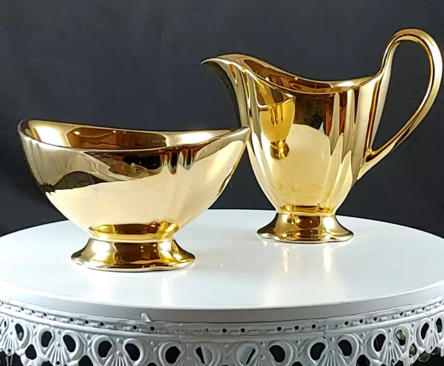 1930s Royal Winton Grimwades England "Golden Age" Creamer & Sugar Set Bone China