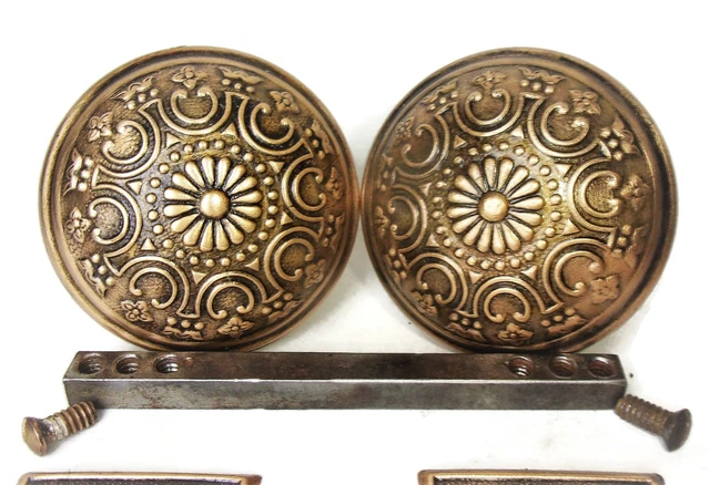 Antique Door Set Victorian / Eastlake Backplate Knob Mortise Lock Key Reclaimed 8