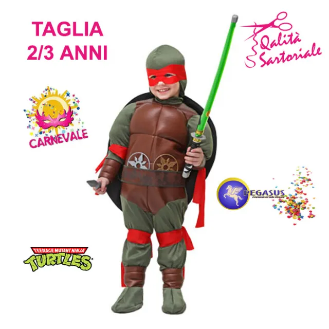 COSTUME VESTITO DI Carnevale Tartaruga Ninja Turtles 2/3 Anni