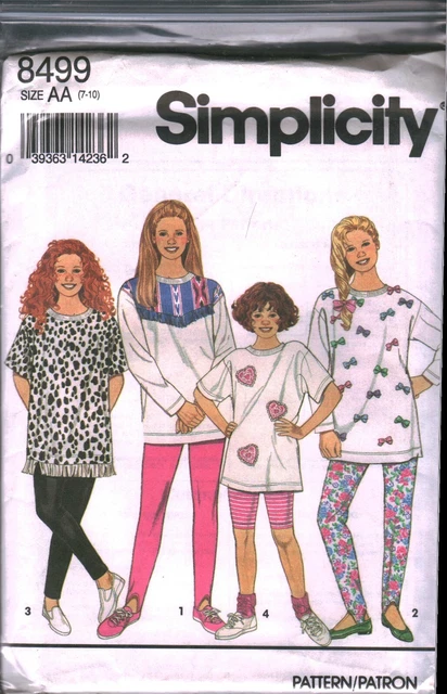 8499 Vintage Simplicity Cartamodello Ragazze Maglia Elasticizzata Leggings Uncut