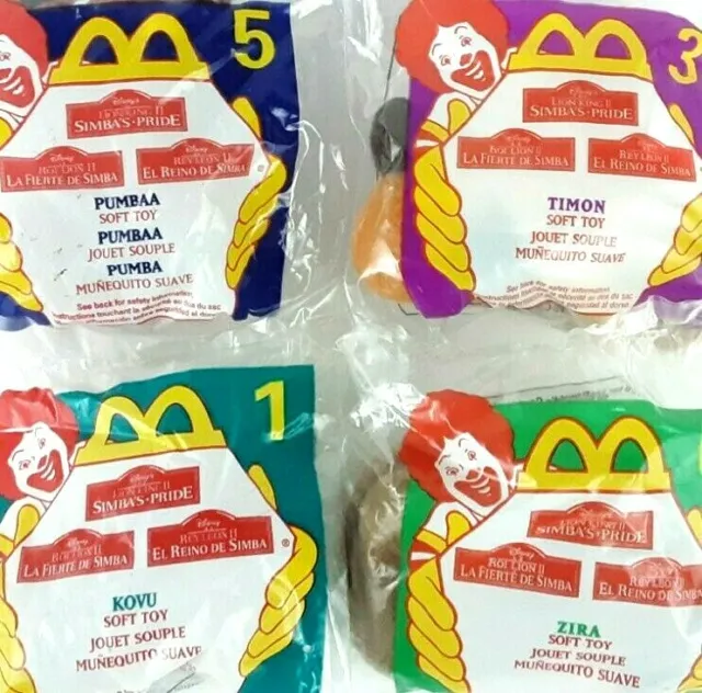 4 Vintage 1998 Disney Lion King II McDonalds Happy Meal Plush Toys Simba’s Pride