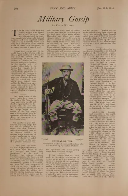 1914 Ww1 Article & Pics War News General De Wet Leader South African Rebellion