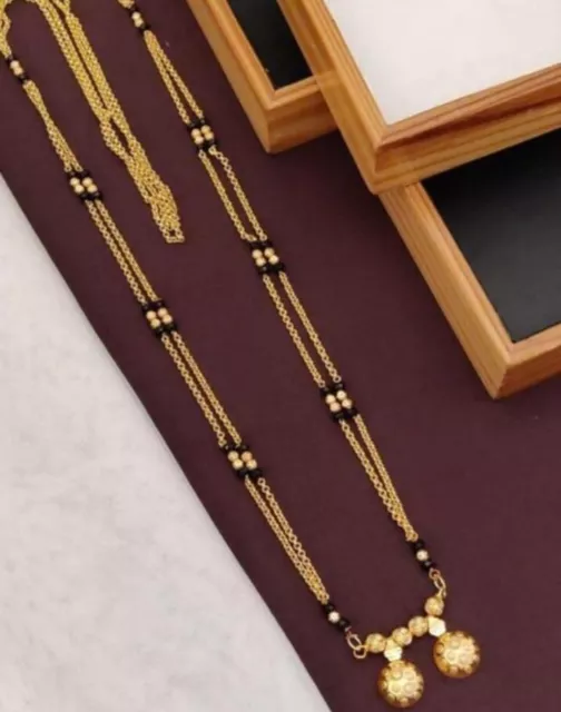 Indian Gold Plated Ethnic Wedding Mangalsutra Mala Women Fashion Temple Jewelry