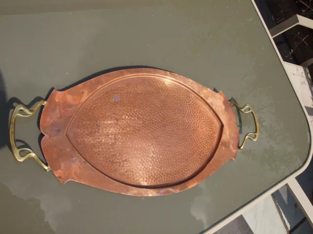 Arts and Crafts copper and brass tray by Joseph Sankey and son c1900/40