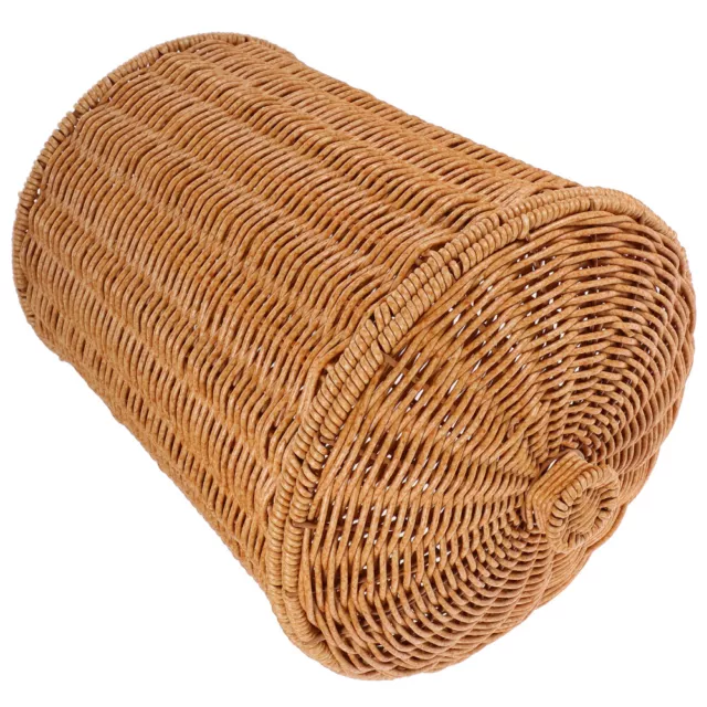 Wicker Waste Basket with Lid Round Trash Bin Bedroom Bathroom Garbage Basket