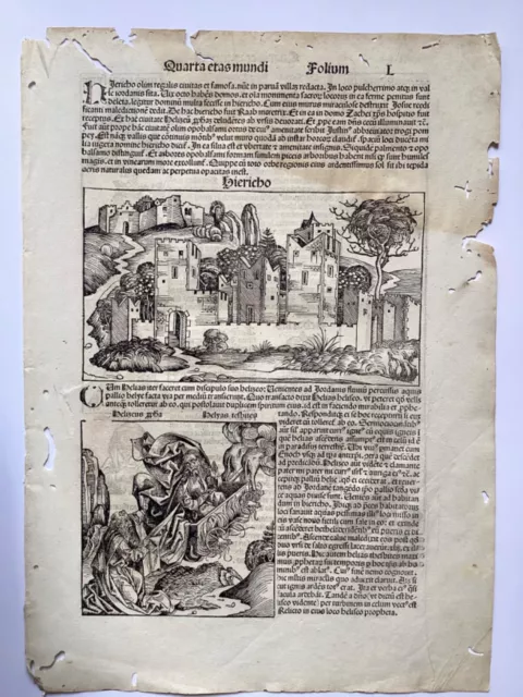 Schedelsche Weltchronik, 1493, originales Blatt Nr: 50, Holzschnitte, Nürnberg