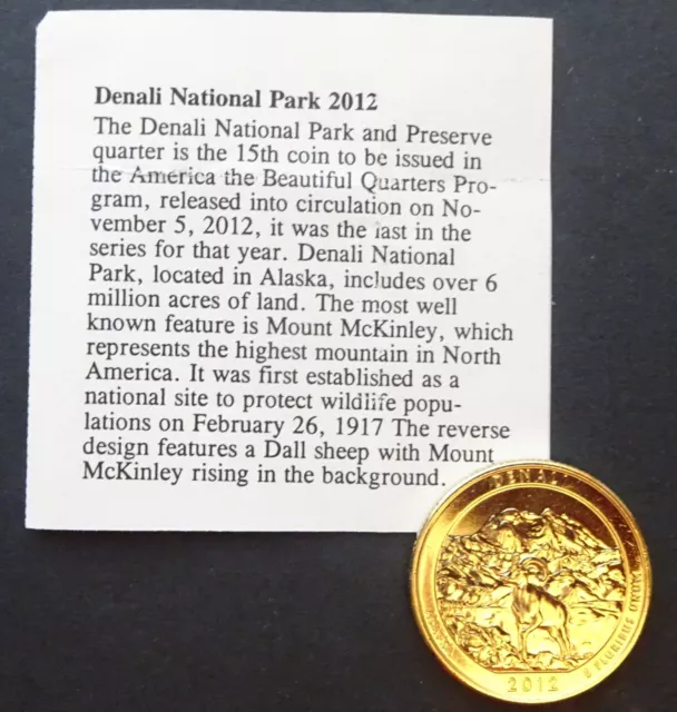 USA Denali National Park vergoldeter Vierteldollar mit COA