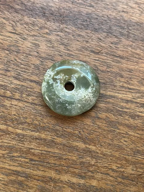 Vintage Natural multicolor Green Gemstone donut pendant bead 40mm