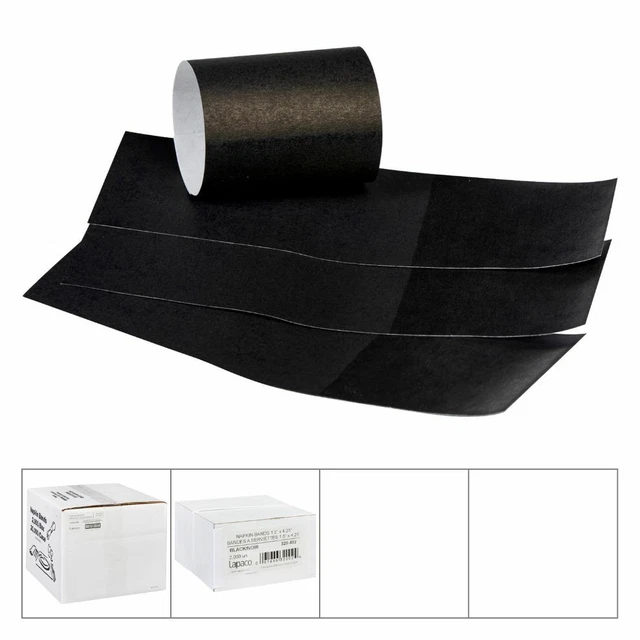 Lapaco Black Napkin Band, 1.5 x 4.25 inch, 2000 Count per Pack - 10 per case.